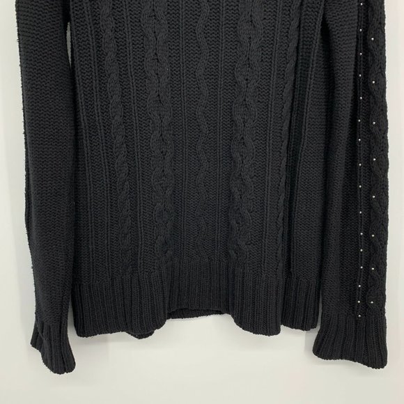 Philosophy Sweater Black Silver Beaded Mock Neck Pullover Tunic - Picture 9 of 9